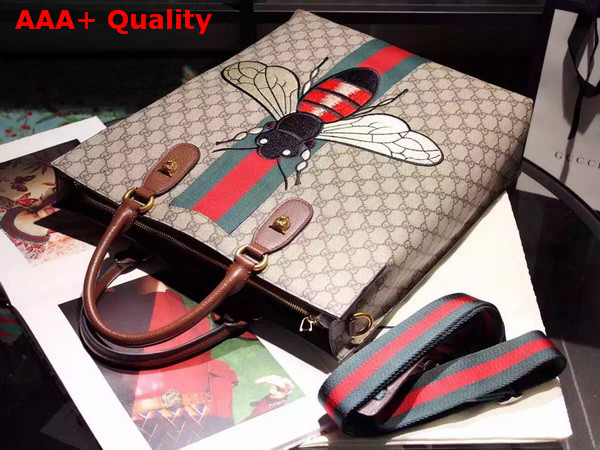 Gucci GG Supreme Canvas Tote With Bee Embroidery Replica