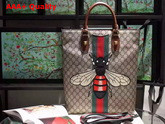 Gucci GG Supreme Canvas Tote With Bee Embroidery Replica