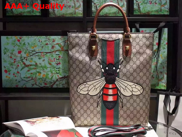 Gucci GG Supreme Canvas Tote With Bee Embroidery Replica