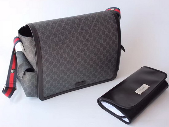 Gucci GG Supreme Diaper Bag Black and Grey GG Supreme Canvas 495909