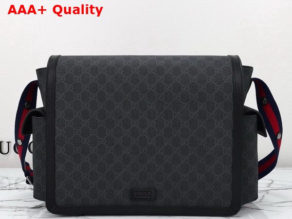 Gucci GG Supreme Diaper Bag in Black and Grey GG Supreme Canvas 495909 Replica