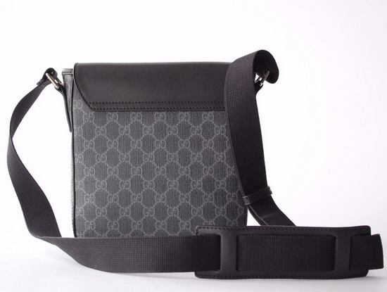 Gucci GG Supreme Messenger Bag Black and Grey GG Supreme Canvas