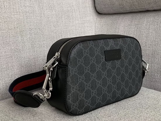 Gucci GG Supreme Shoulder Bag Black Grey GG Supreme Canvas