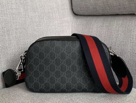 Gucci GG Supreme Shoulder Bag Black Grey GG Supreme Canvas