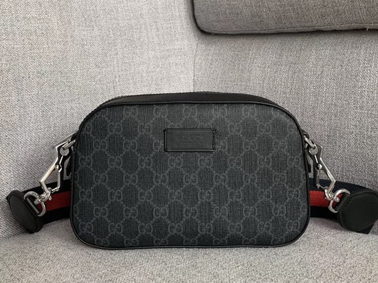 Gucci GG Supreme Shoulder Bag Black Grey GG Supreme Canvas