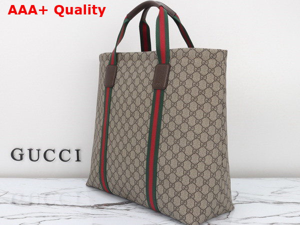 Gucci GG Tender Medium Tote Bag in Beige and ebony GG Supreme Tender Canvas 763287 Replica