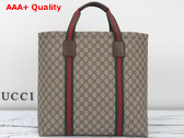 Gucci GG Tender Medium Tote Bag in Beige and ebony GG Supreme Tender Canvas 763287 Replica