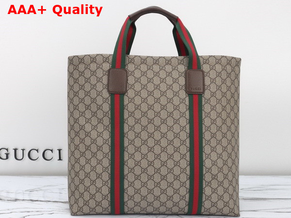 Gucci GG Tender Medium Tote Bag in Beige and ebony GG Supreme Tender Canvas 763287 Replica