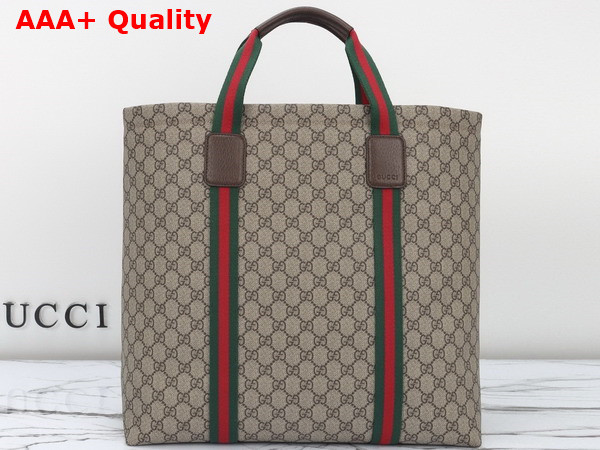 Gucci GG Tender Medium Tote Bag in Beige and ebony GG Supreme Tender Canvas 763287 Replica