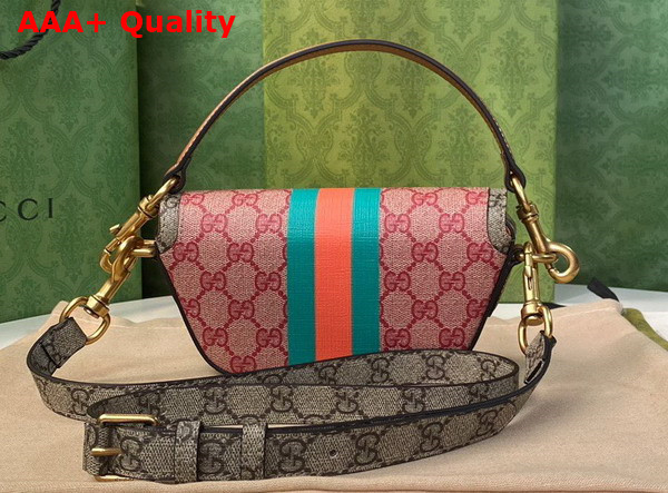 Gucci GG Top Handle Mini Bag with Web Pink GG Supreme Canvas 723762 Replica