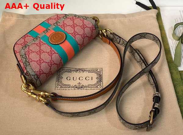 Gucci GG Top Handle Mini Bag with Web Pink GG Supreme Canvas 723762 Replica