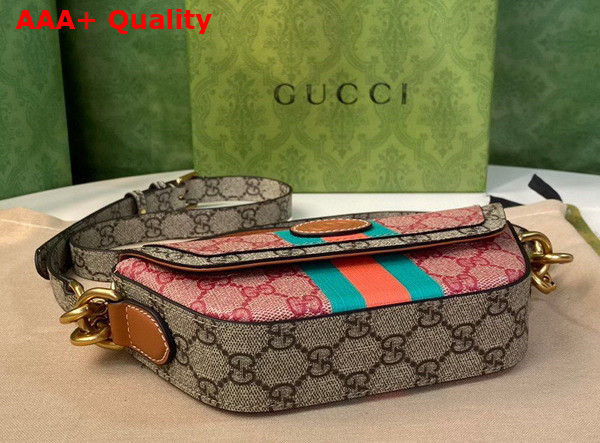 Gucci GG Top Handle Mini Bag with Web Pink GG Supreme Canvas 723762 Replica