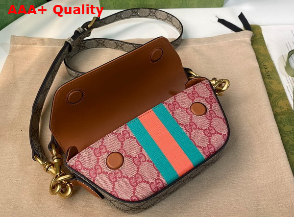 Gucci GG Top Handle Mini Bag with Web Pink GG Supreme Canvas 723762 Replica