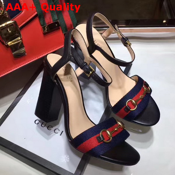 Gucci Grosgrain Web Sandal Black Leather Replica