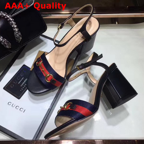 Gucci Grosgrain Web Sandal Black Leather Replica