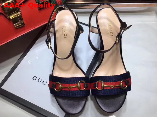 Gucci Grosgrain Web Sandal Black Leather Replica