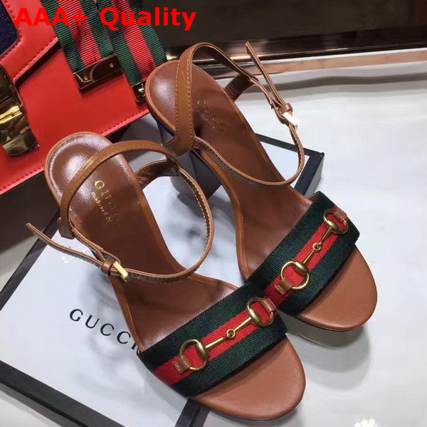 Gucci Grosgrain Web Sandal Brown Leather Replica