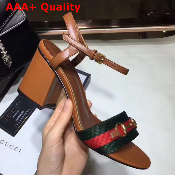 Gucci Grosgrain Web Sandal Brown Leather Replica