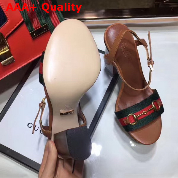 Gucci Grosgrain Web Sandal Brown Leather Replica