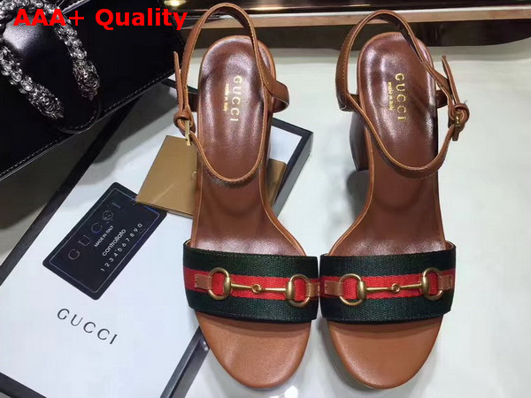 Gucci Grosgrain Web Sandal Brown Leather Replica