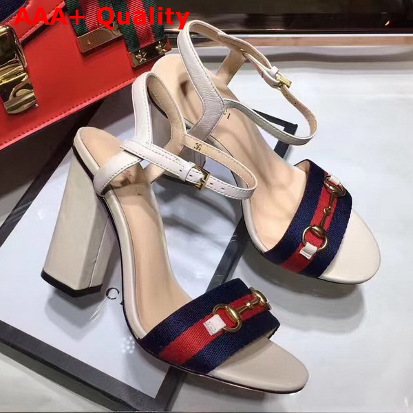 Gucci Grosgrain Web Sandal White Leather Replica