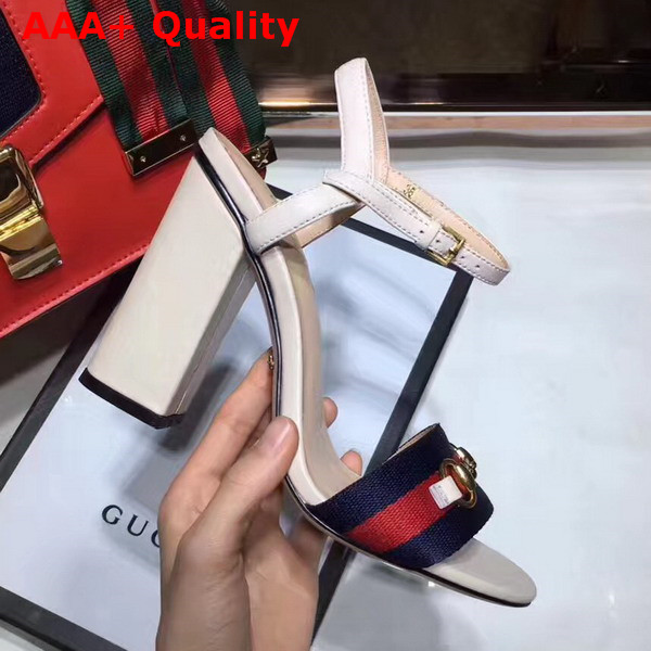 Gucci Grosgrain Web Sandal White Leather Replica