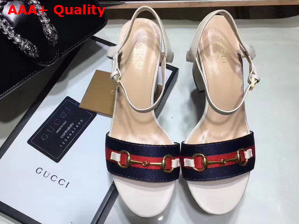 Gucci Grosgrain Web Sandal White Leather Replica