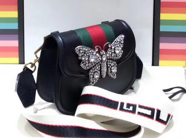 Gucci GucciTotem Small Shoulder Bag Black Leather 505387