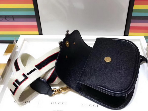 Gucci GucciTotem Small Shoulder Bag Black Leather 505387