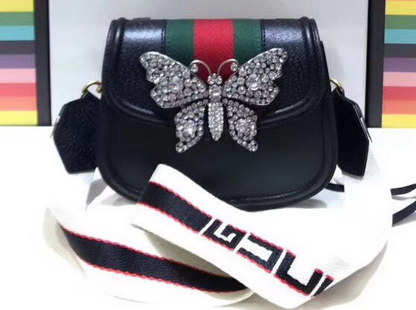 Gucci GucciTotem Small Shoulder Bag Black Leather 505387