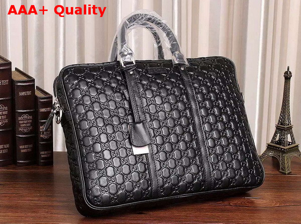 Gucci Guccissima Leather Briefcase in Black Replica