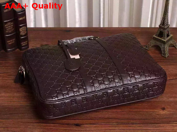 Gucci Guccissima Leather Briefcase in Dark Brown Replica