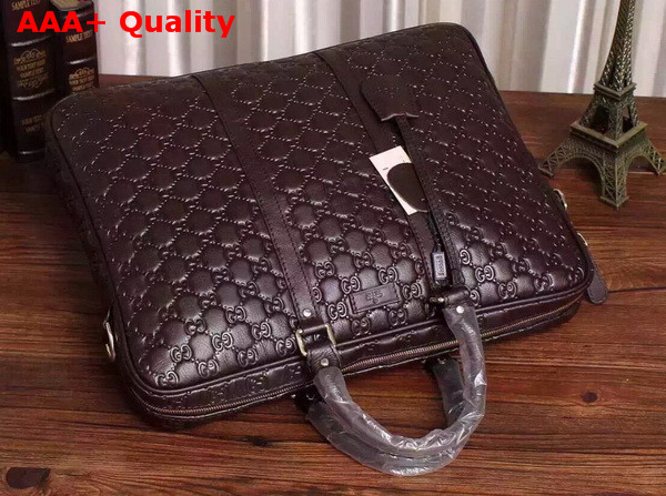 Gucci Guccissima Leather Briefcase in Dark Brown Replica