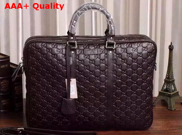 Gucci Guccissima Leather Briefcase in Dark Brown Replica