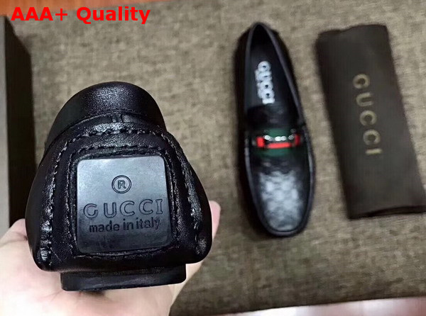 Gucci Guccissima Leather Driver with Web and Horsebit Black Replica