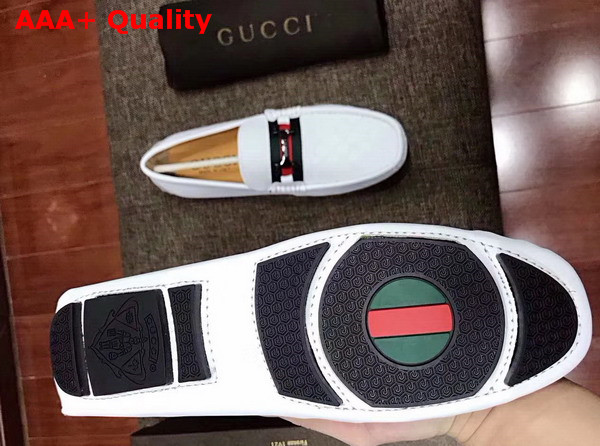 Gucci Guccissima Leather Driver with Web and Horsebit White Replica