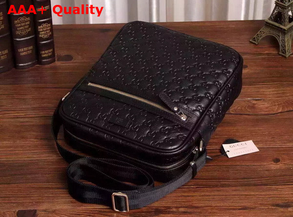 Gucci Guccissima Leather Messenger Bag in Black Replica