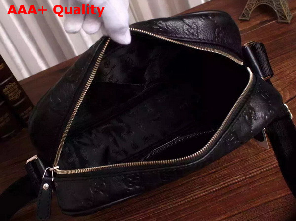 Gucci Guccissima Leather Messenger Bag in Black Replica