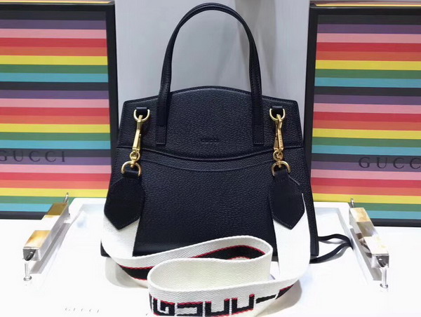 Gucci Guccitotem Medium Top Handle Bag in Black Leather