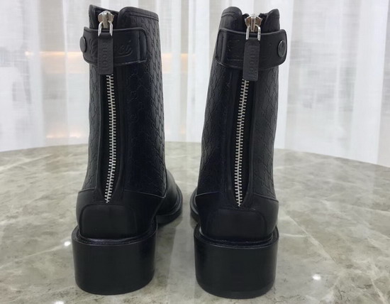 Gucci Half Boot in Black Gucci Signature Leather and Smooth Leather