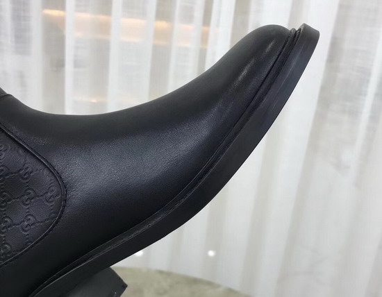 Gucci Half Boot in Black Gucci Signature Leather and Smooth Leather