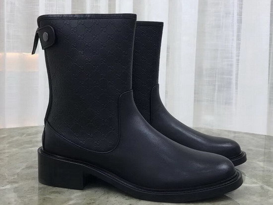 Gucci Half Boot in Black Gucci Signature Leather and Smooth Leather