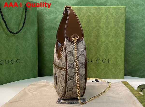 Gucci Half Moon Shaped Mini Bag with Interlocking G Beige and Ebony GG Supreme Canvas 726843 Replica