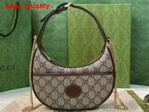 Gucci Half Moon Shaped Mini Bag with Interlocking G Beige and Ebony GG Supreme Canvas 726843 Replica