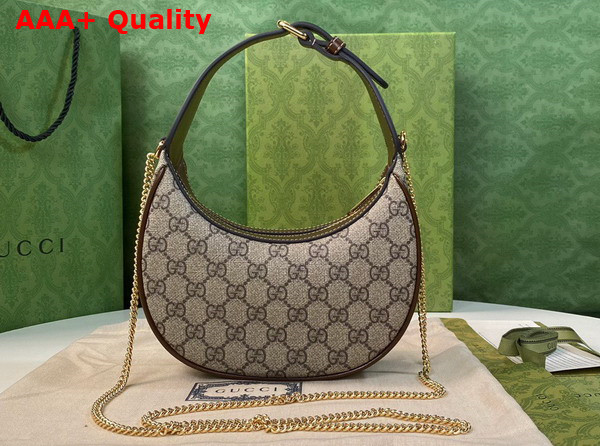 Gucci Half Moon Shaped Mini Bag with Interlocking G Beige and Ebony GG Supreme Canvas 726843 Replica