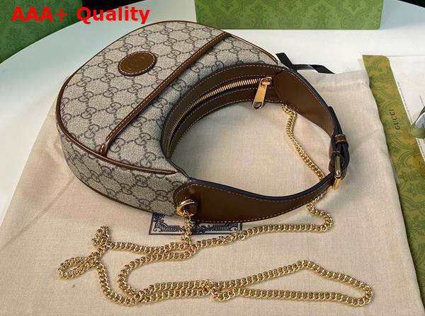 Gucci Half Moon Shaped Mini Bag with Interlocking G Beige and Ebony GG Supreme Canvas 726843 Replica