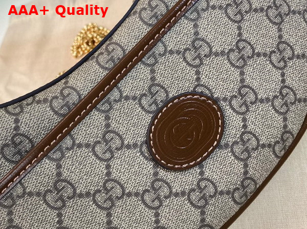 Gucci Half Moon Shaped Mini Bag with Interlocking G Beige and Ebony GG Supreme Canvas 726843 Replica