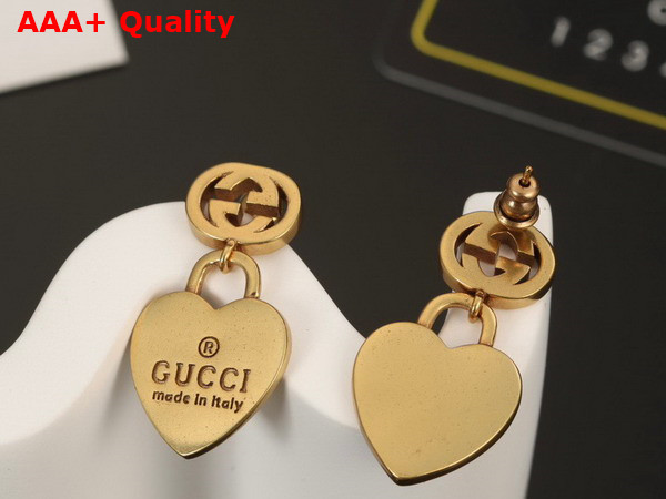 Gucci Heart Shaped Earrings in Antique Gold Replica