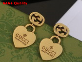 Gucci Heart Shaped Earrings in Antique Gold Replica