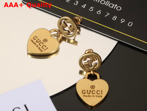 Gucci Heart Shaped Earrings in Antique Gold Replica